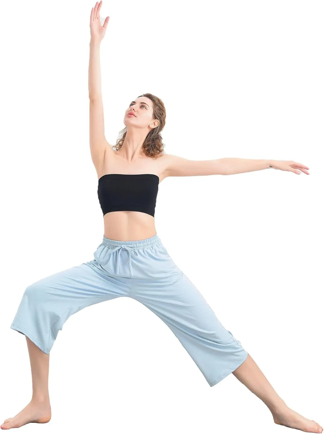 3 PACK Womens Capri Pants Loose Yoga Pants Wide Leg Drawstring Comfy Lounge Pajama Capris Loose Sweatpants with Pocket