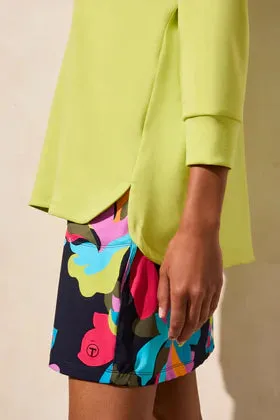 3/4 Sleeve Top w/Zipper-Apple