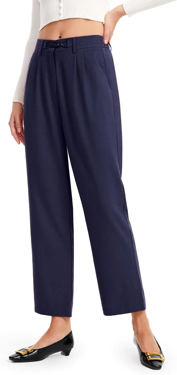 AFITNE Womens Linen Wide Leg Pants High Waist Casual Loose Palazzo Pants with Pockets Flowy Lounge Work Pants 28