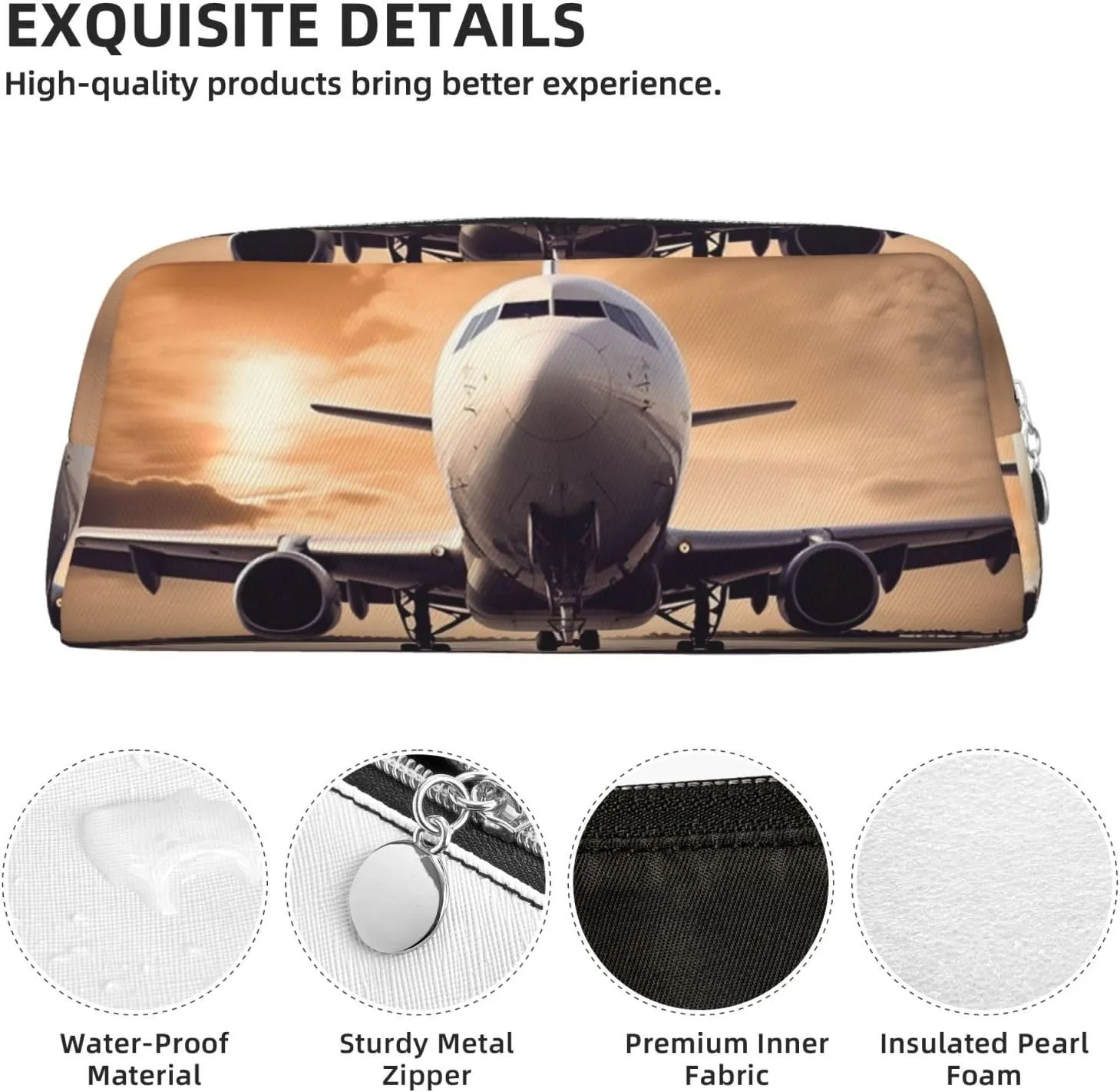 Airplane Makeup Bag for Women Men Travel Toiletry Bag Aesthetic Purse Pouch Large Pencil Case