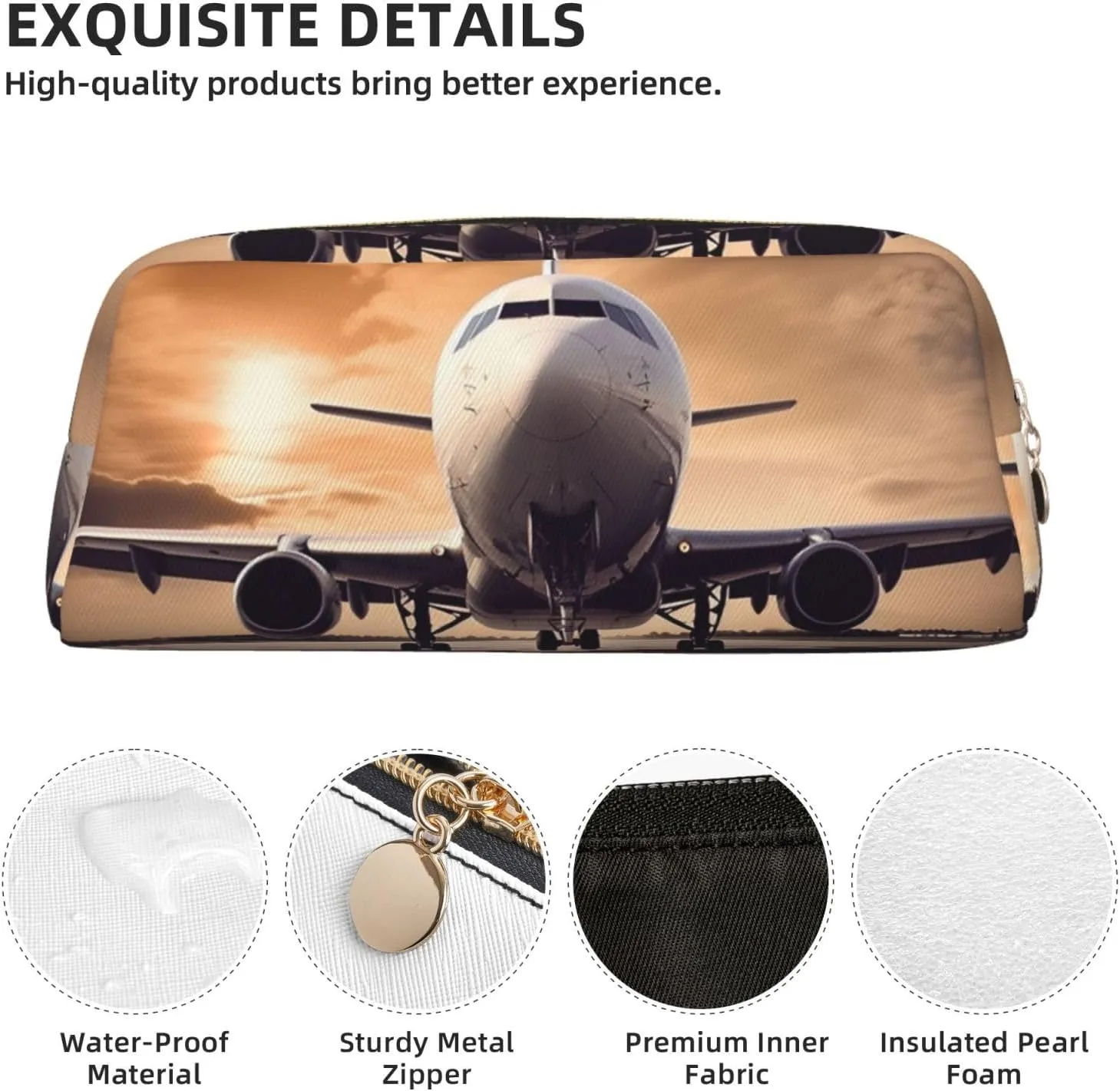 Airplane Makeup Bag for Women Men Travel Toiletry Bag Aesthetic Purse Pouch Large Pencil Case