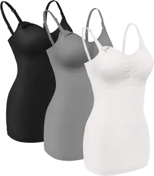 Angelhood Maternity Nursing Tank Tops for Breastfeeding,Womens Nursing Maternity Cami Built in Bra Sleep Bra