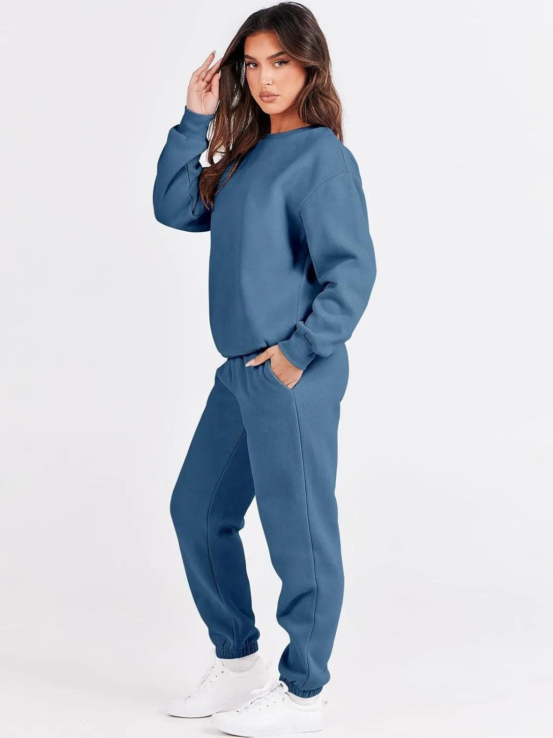 ANRABESS Women's Two Piece Outfits Lounge Set Long Sleeve Crewneck Sweatshirt Jogger Pants Tracksuit Sweatsuit 2024 Fall Sets