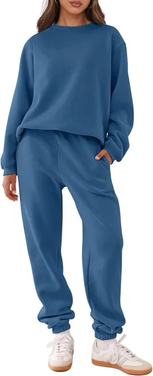 ANRABESS Women's Two Piece Outfits Lounge Set Long Sleeve Crewneck Sweatshirt Jogger Pants Tracksuit Sweatsuit 2024 Fall Sets
