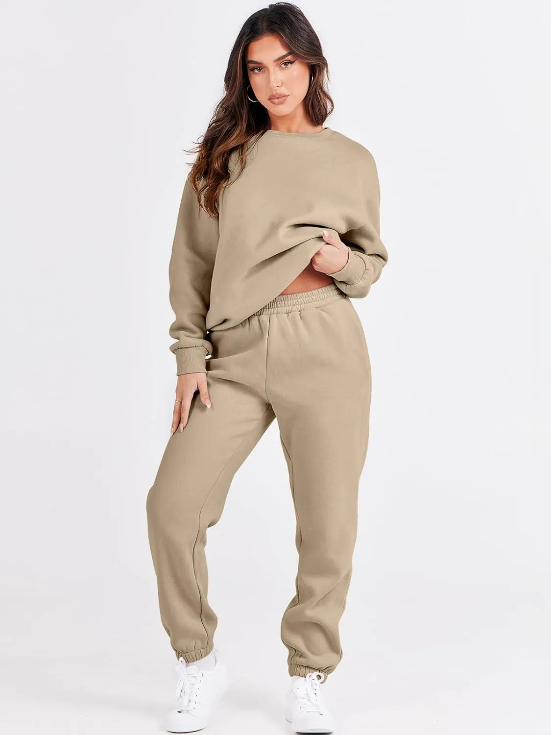 ANRABESS Women's Two Piece Outfits Lounge Set Long Sleeve Crewneck Sweatshirt Jogger Pants Tracksuit Sweatsuit 2024 Fall Sets