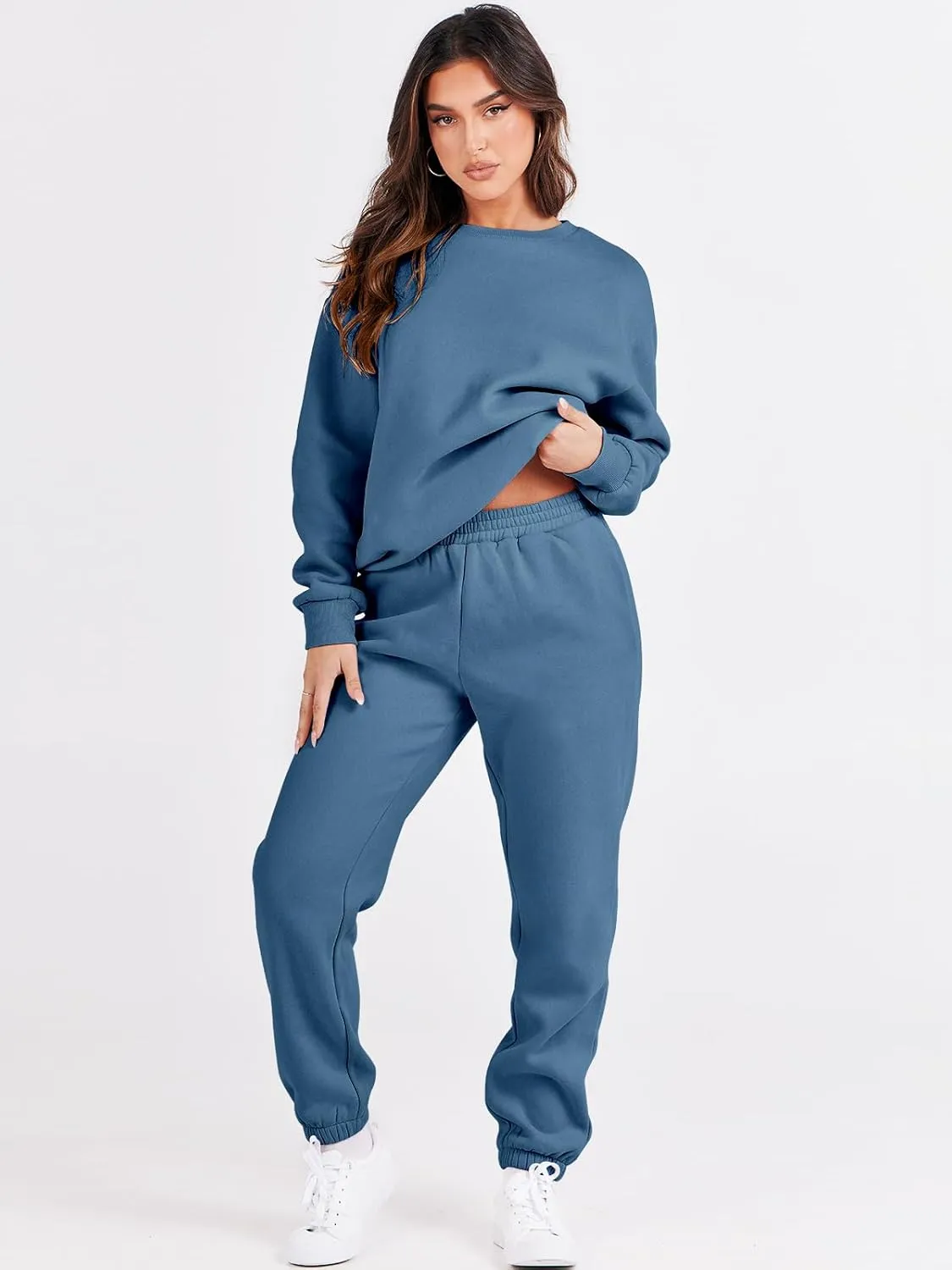 ANRABESS Women's Two Piece Outfits Lounge Set Long Sleeve Crewneck Sweatshirt Jogger Pants Tracksuit Sweatsuit 2024 Fall Sets