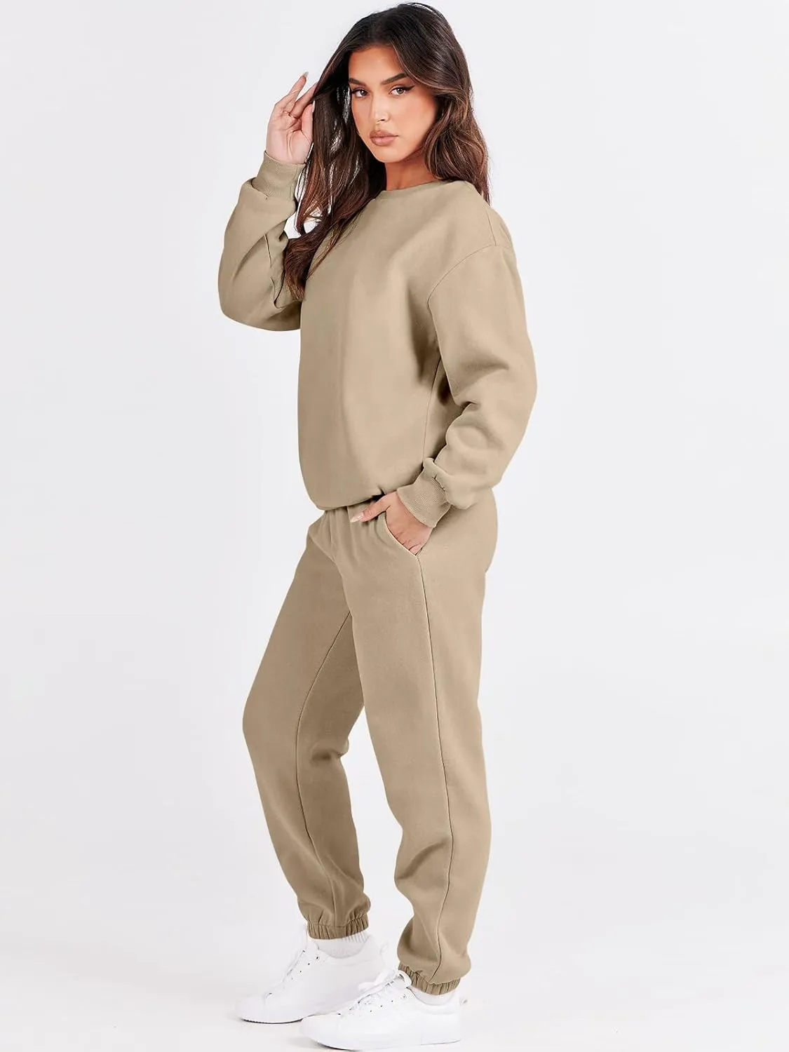 ANRABESS Women's Two Piece Outfits Lounge Set Long Sleeve Crewneck Sweatshirt Jogger Pants Tracksuit Sweatsuit 2024 Fall Sets