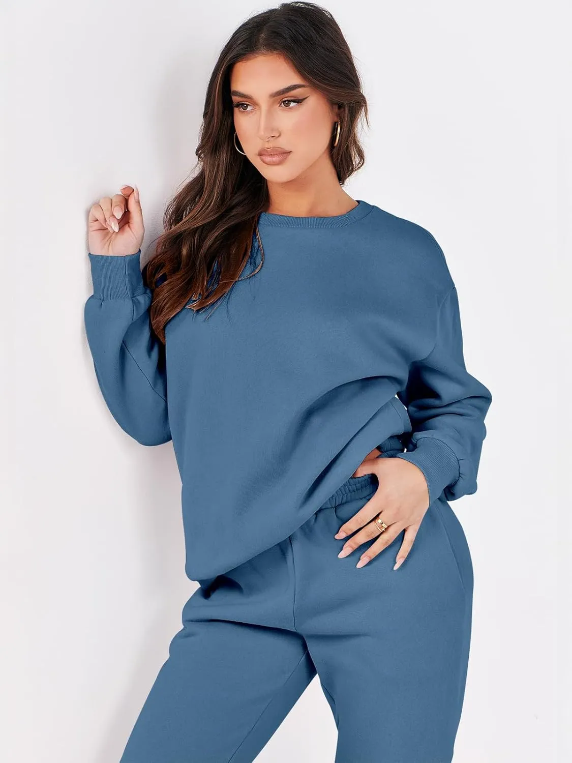 ANRABESS Women's Two Piece Outfits Lounge Set Long Sleeve Crewneck Sweatshirt Jogger Pants Tracksuit Sweatsuit 2024 Fall Sets