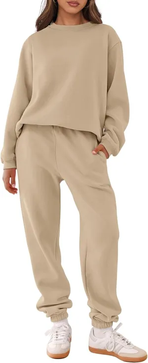 ANRABESS Women's Two Piece Outfits Lounge Set Long Sleeve Crewneck Sweatshirt Jogger Pants Tracksuit Sweatsuit 2024 Fall Sets