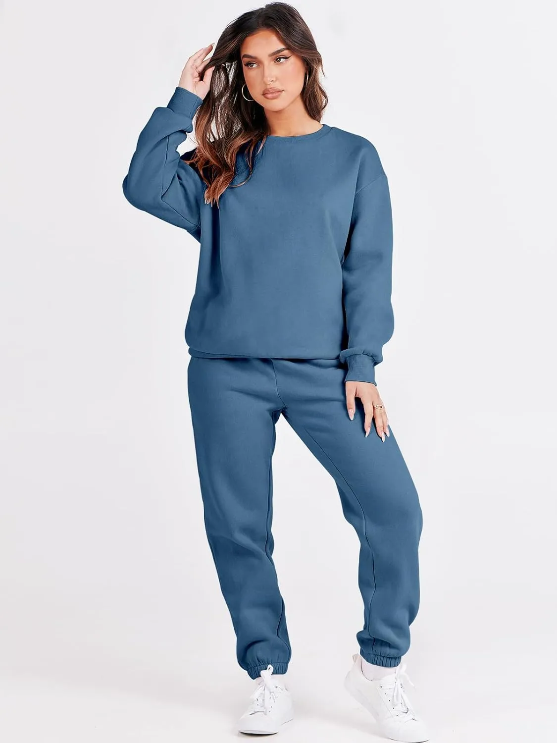 ANRABESS Women's Two Piece Outfits Lounge Set Long Sleeve Crewneck Sweatshirt Jogger Pants Tracksuit Sweatsuit 2024 Fall Sets