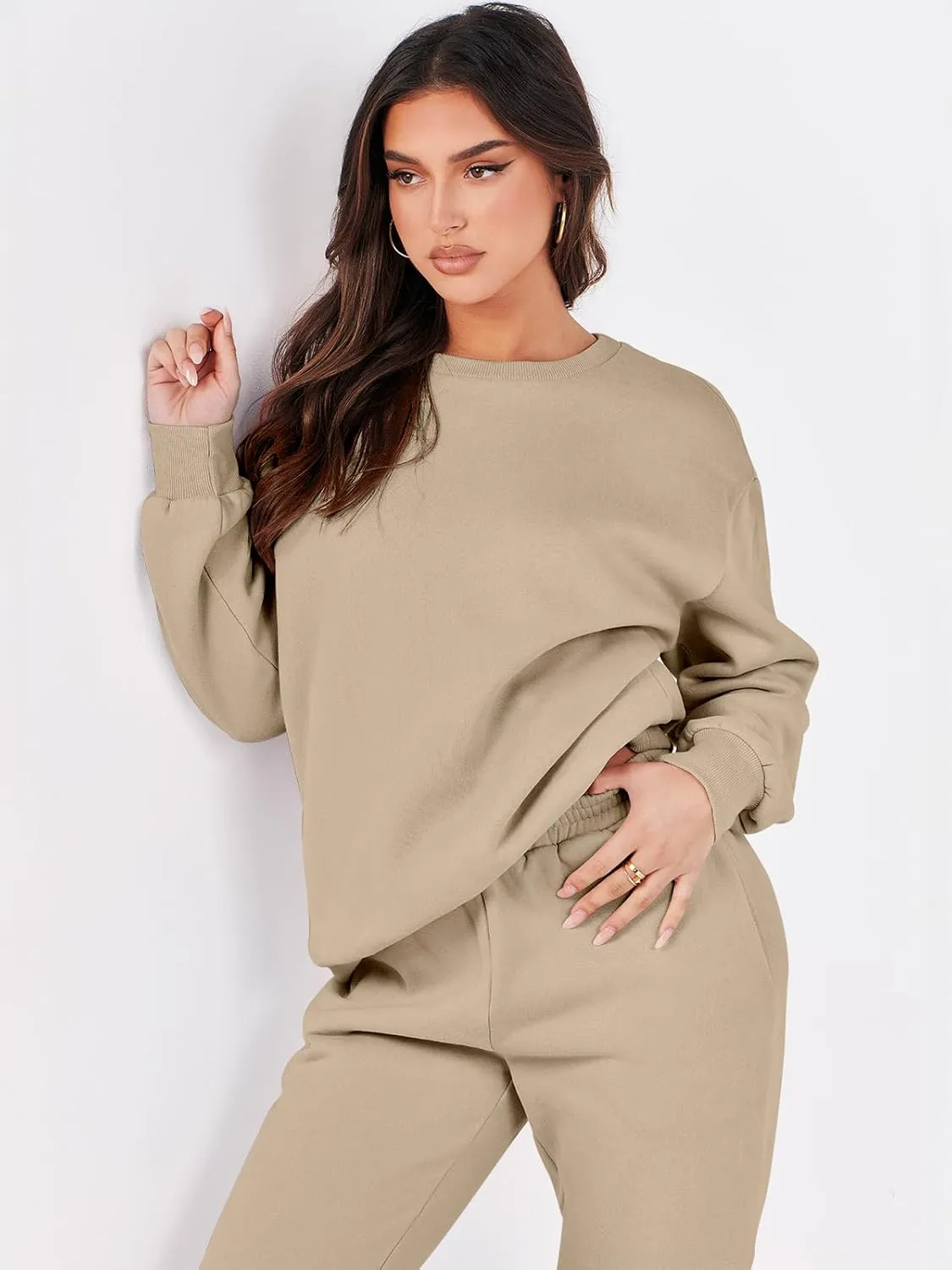 ANRABESS Women's Two Piece Outfits Lounge Set Long Sleeve Crewneck Sweatshirt Jogger Pants Tracksuit Sweatsuit 2024 Fall Sets