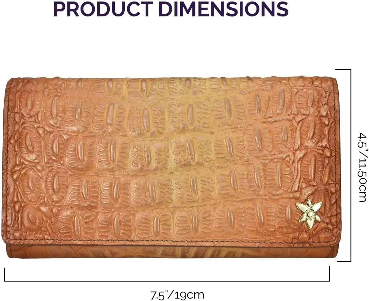 Anuschka Womens Original Hand-Painted Genuine Leather RFID Blocking Three Fold Wallet