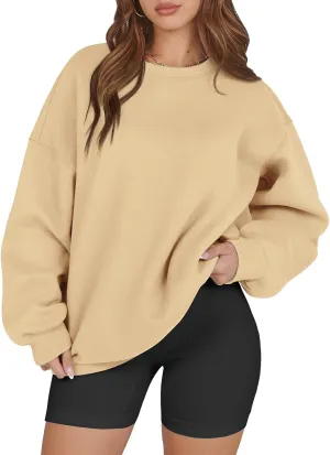 ATHMILE Oversized Sweatshirt for Women Crewneck Fleece Long Sleeve Pullover Hoodies Tops Fall Fashion Outfits Clothes 2025