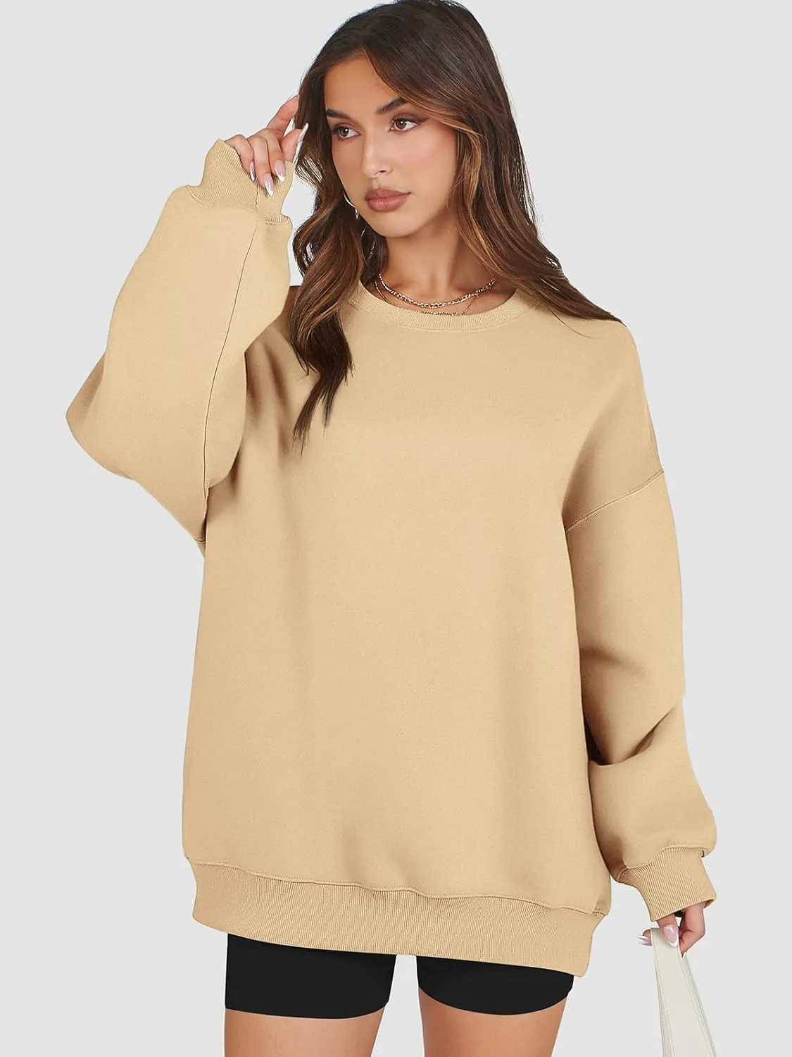 ATHMILE Oversized Sweatshirt for Women Crewneck Fleece Long Sleeve Pullover Hoodies Tops Fall Fashion Outfits Clothes 2025
