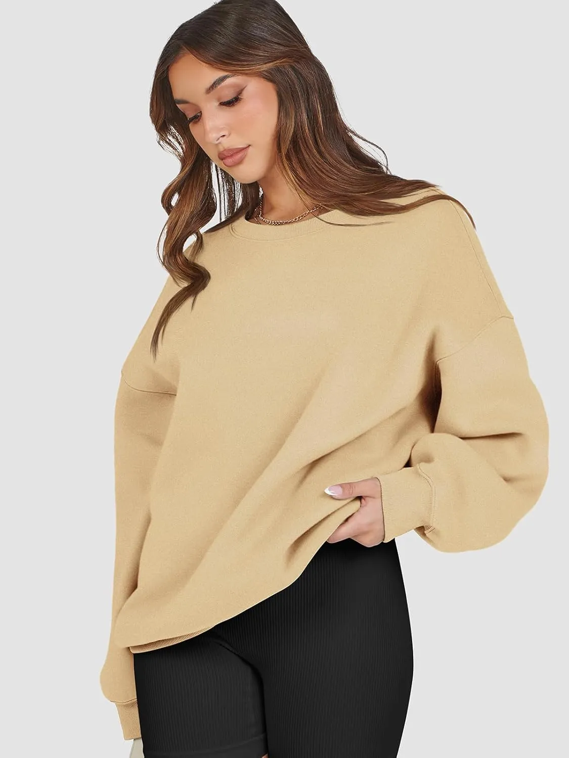 ATHMILE Oversized Sweatshirt for Women Crewneck Fleece Long Sleeve Pullover Hoodies Tops Fall Fashion Outfits Clothes 2025