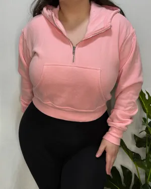 Ava Half Zip Hoodie (Blush)