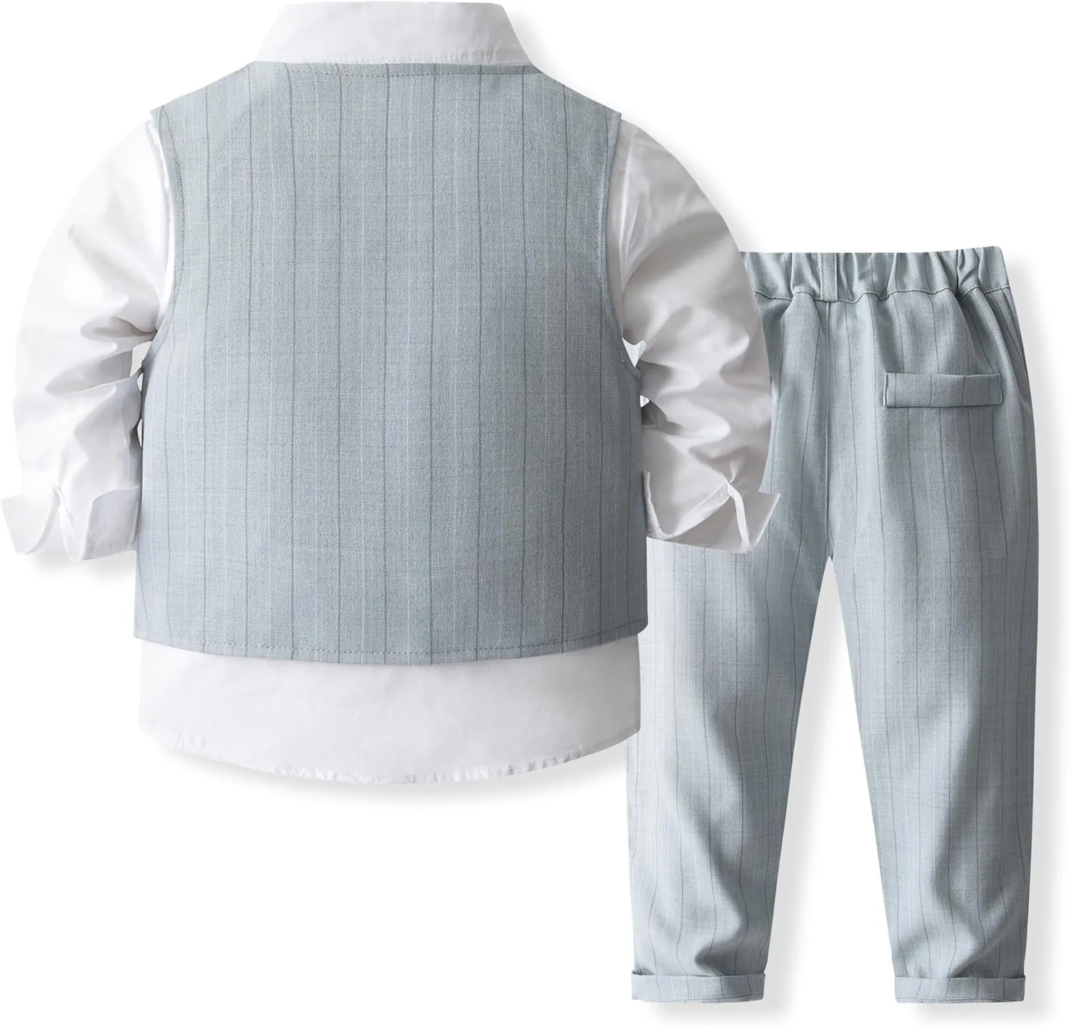 Baby Boys' 4-Piece Gentleman Suit Set with Shirt, Vest, Bowtie and Pants Outfits