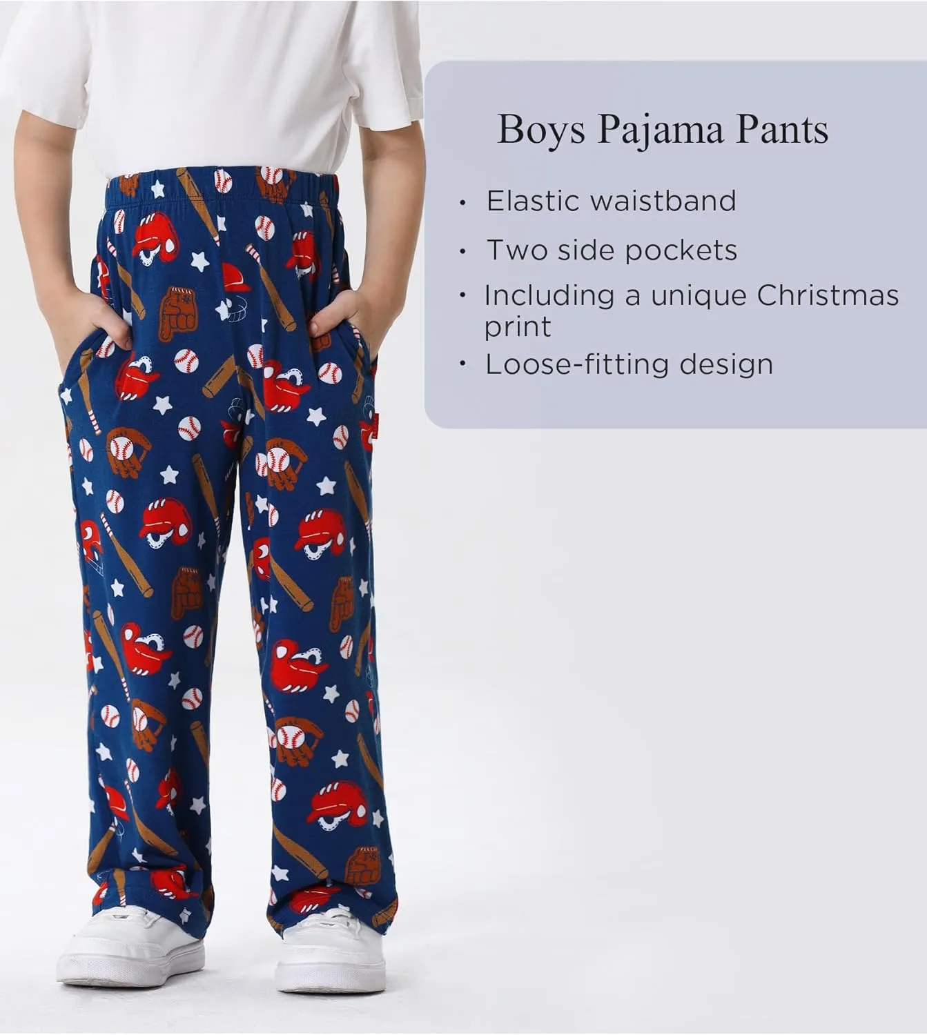 Bamboo Viscose Toddler Boys Wide Leg Pajama Pants Elastic Waist Pajama Bottom with Pockets