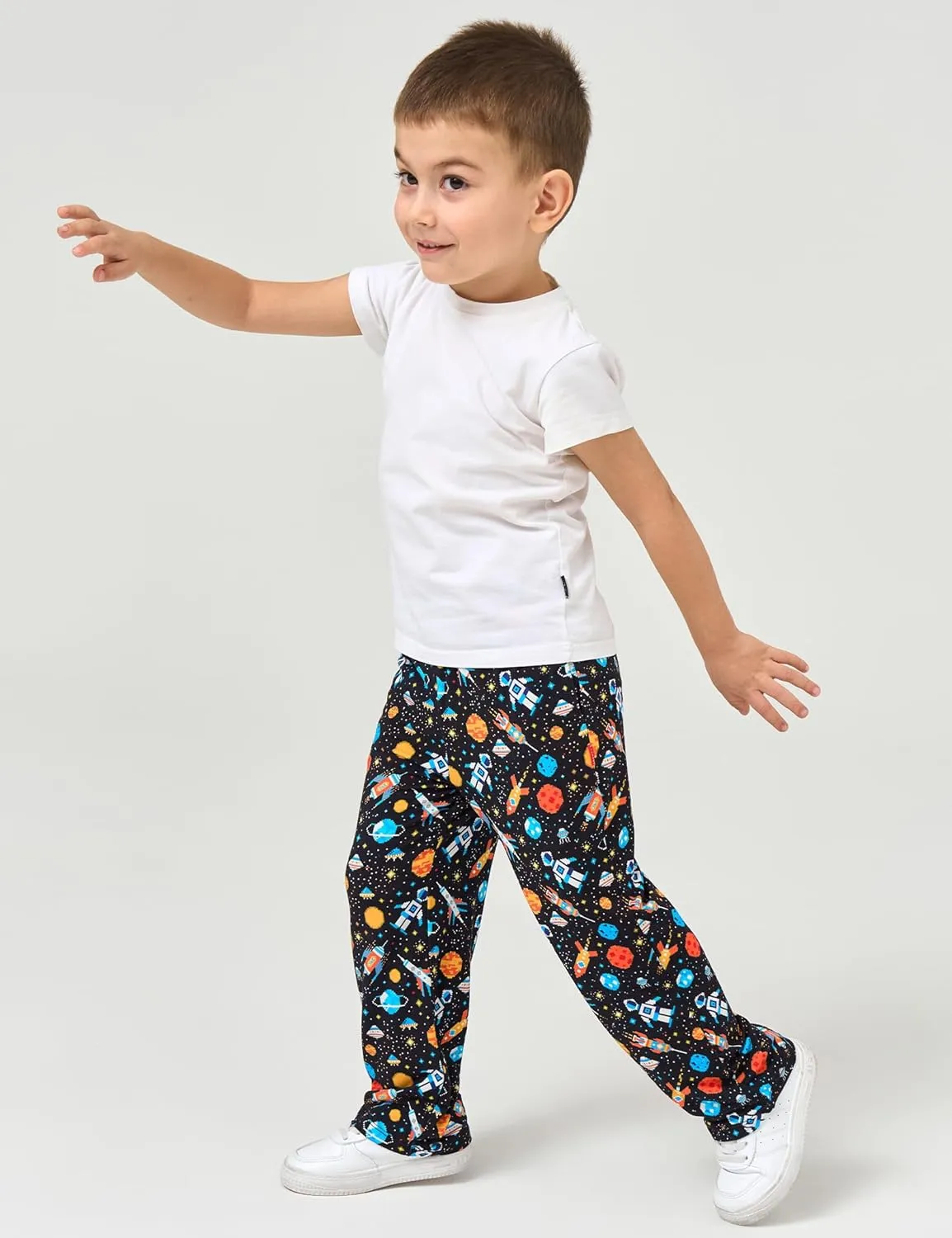 Bamboo Viscose Toddler Boys Wide Leg Pajama Pants Elastic Waist Pajama Bottom with Pockets