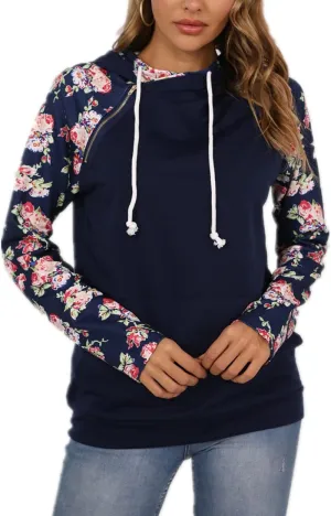 Barlver Women's Casual Hoodies Long Sleeve Sweatshirts Cowl Neck Drawstring Hooded Pullover Top with Pockets