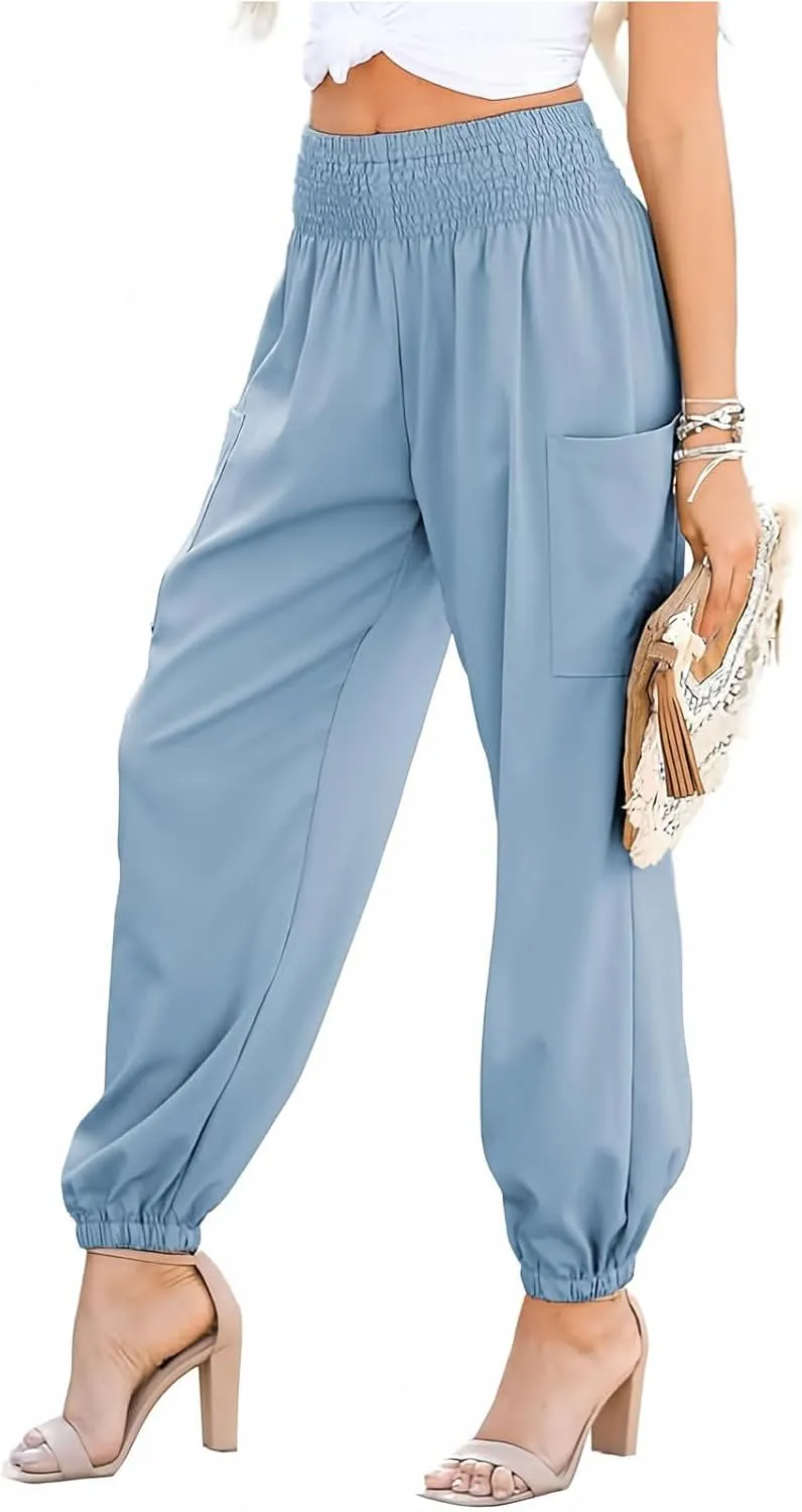 Boho Pants for Women Harem Pants High Waist Cargo Pant Summer Loose Trousers Business Casual Trousers Elephant Trouser