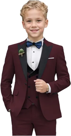 Boys Suit for Kids 3 Piece Slim Fit Formal First Communion Suit Toddler Wedding Ring Bearer Outfit