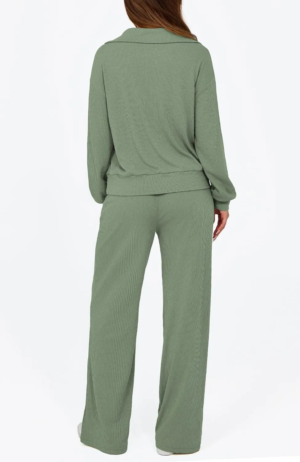 BTFBM Womens 2 Piece Sweatsuits Set Long Sleeve Half Zip Pullover Sweatshirt Wide Leg Sweatpants Fall Outfits Tracksuit