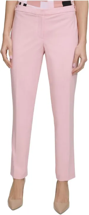 Calvin Klein Womens Mid Rise Tapered Leg Straight Leg Pants Pink 8