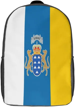 Canary Islands Flag Backpack with Adjustable Straps, Suitable for Travel Picnics Activities