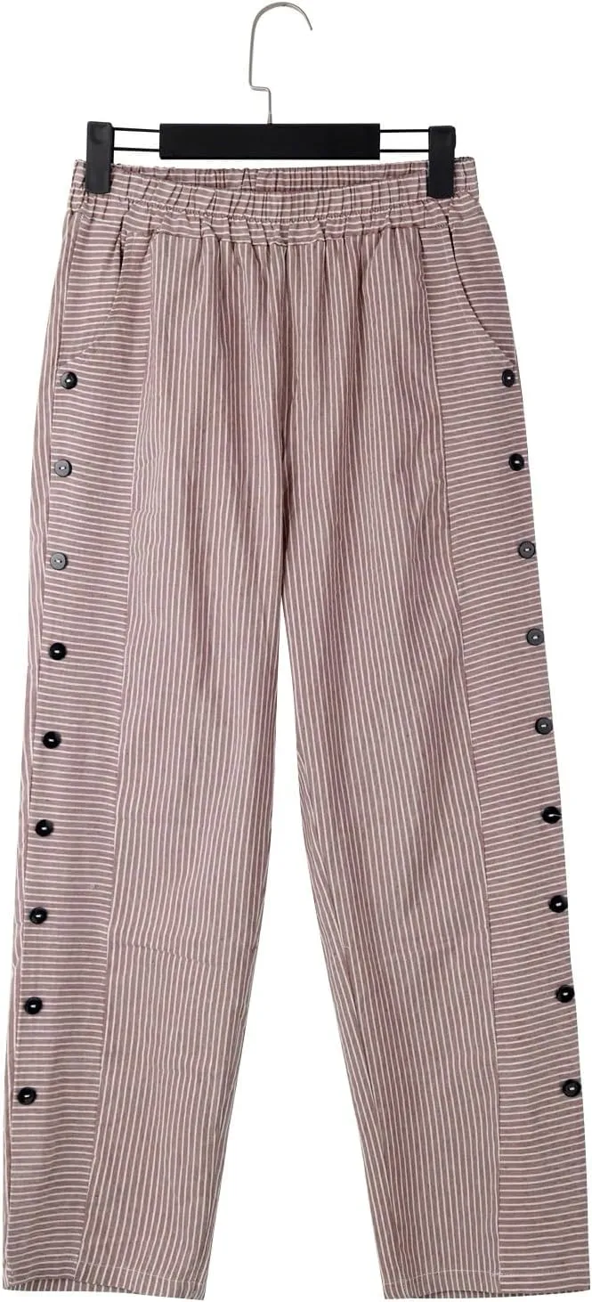 Capri Pants for Women Cotton Linen Pants,Summer Wide Leg Casual Loose Drawstring High Waist Palazzo Pants