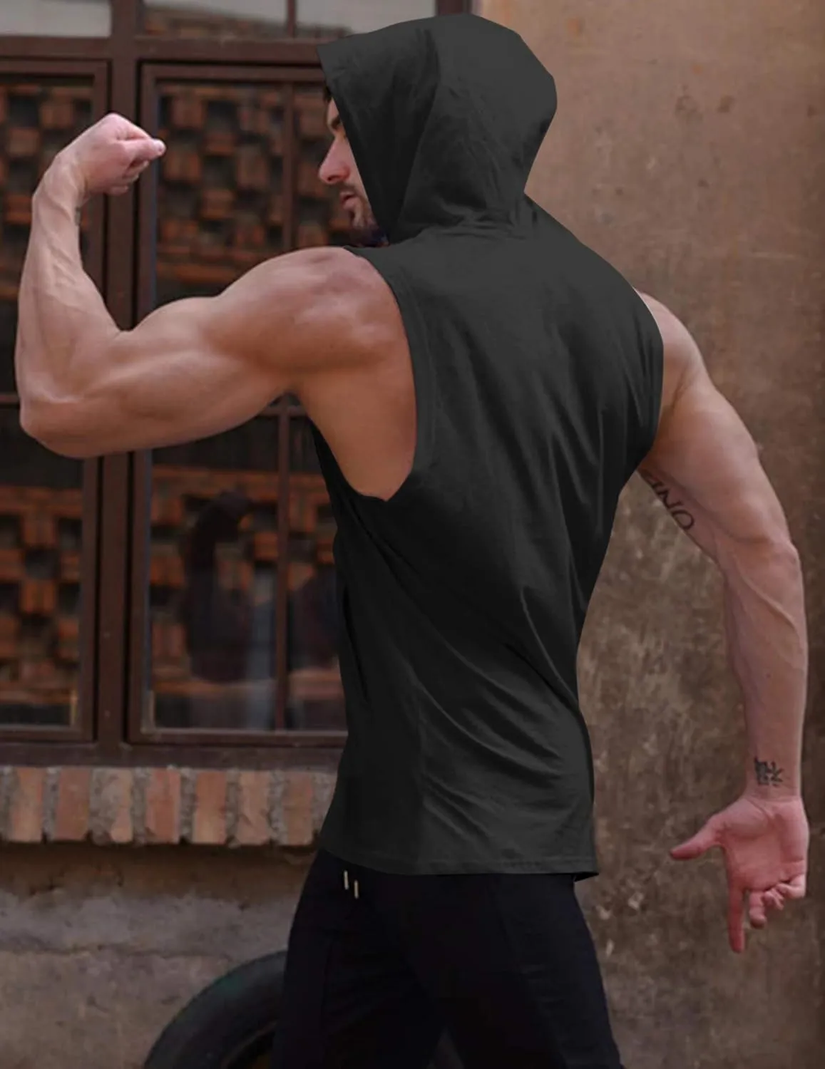 COOFANDY Men's 2 Pack Workout Hooded Tank Tops Bodybuilding Muscle Cut Off T Shirt Sleeveless Gym Hoodies