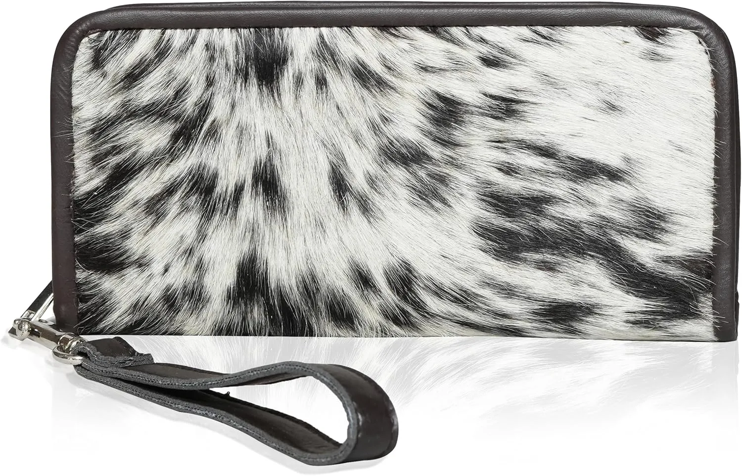 Cowhide Wallet for Women, Cow Skin Zipper Leather Clutch, Western Wristlet Hand Purse, Mothers Day Gift, Fur Wallets for Her