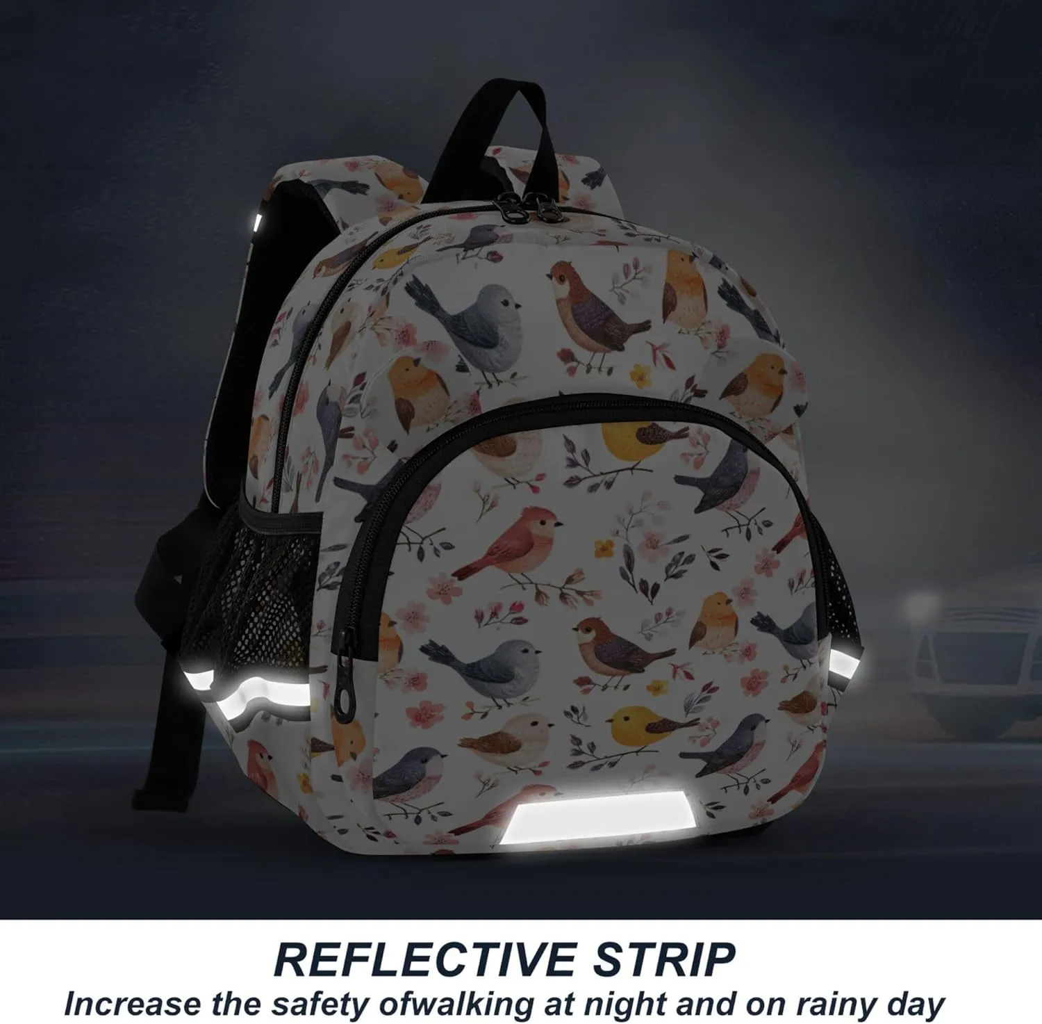 Cute Ears Kids Day Backpack Leash Kids Boy's/Girl's Anti-Lost Personalized Toddler Book Bag with Reflective Strip S Cartoon Sweet Bird White