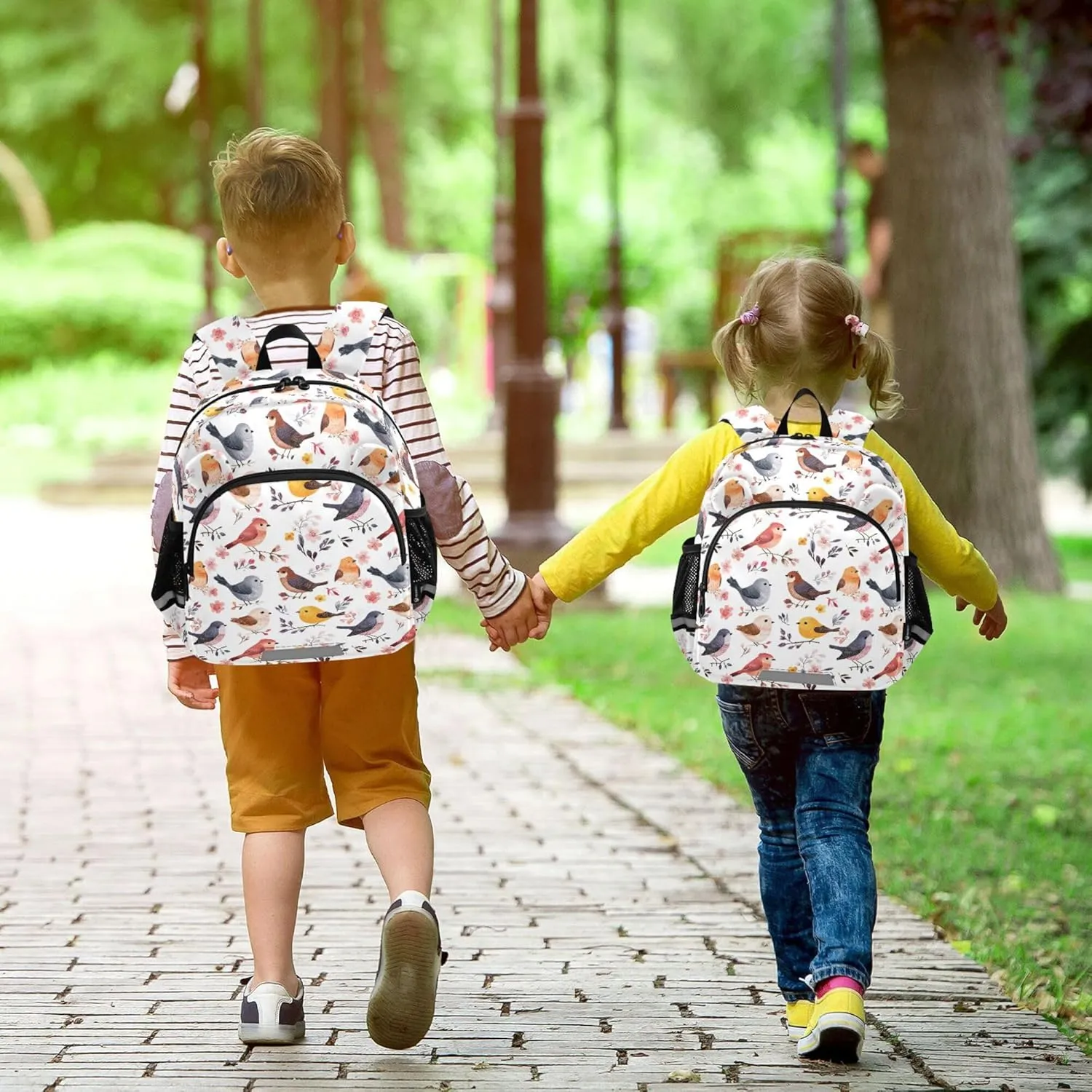 Cute Ears Kids Day Backpack Leash Kids Boy's/Girl's Anti-Lost Personalized Toddler Book Bag with Reflective Strip S Cartoon Sweet Bird White