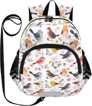 Cute Ears Kids Day Backpack Leash Kids Boy's/Girl's Anti-Lost Personalized Toddler Book Bag with Reflective Strip S Cartoon Sweet Bird White