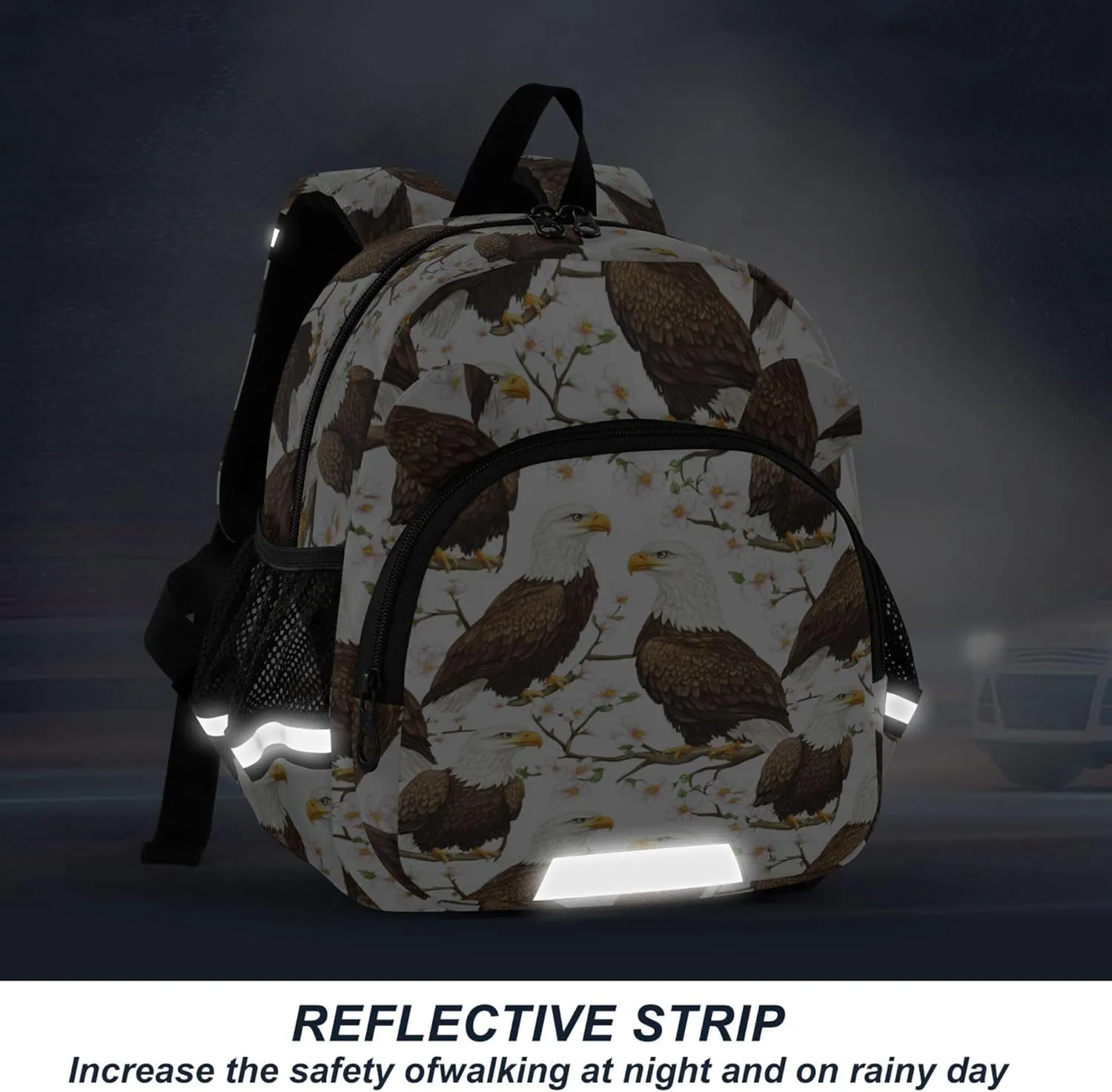 Cute Ears Toddler Daycare Backpack Leash Kids Boy's/Girl's Anti-Lost Personalized Mini Bookbag with Reflective Strip S Cartoon Sweet Bald Birds