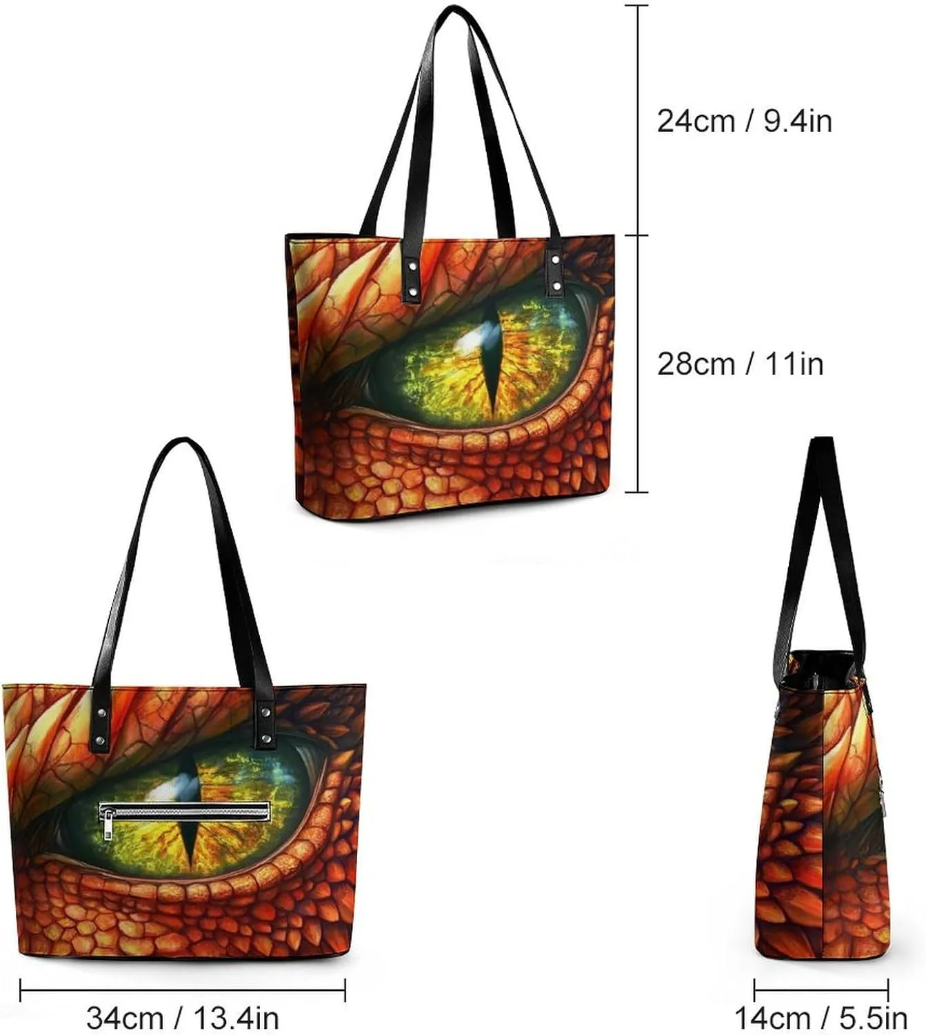 Dark And Angry Dragon Women Soft Leather Handbags Tote Purses Shoulder Bucket Bags