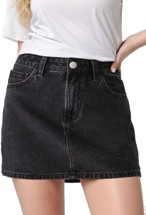 Denim Skort for Women with Shorts Stretchy Jean Skort Summer Casual High Waisted Denim Mini Skirt with Pockets