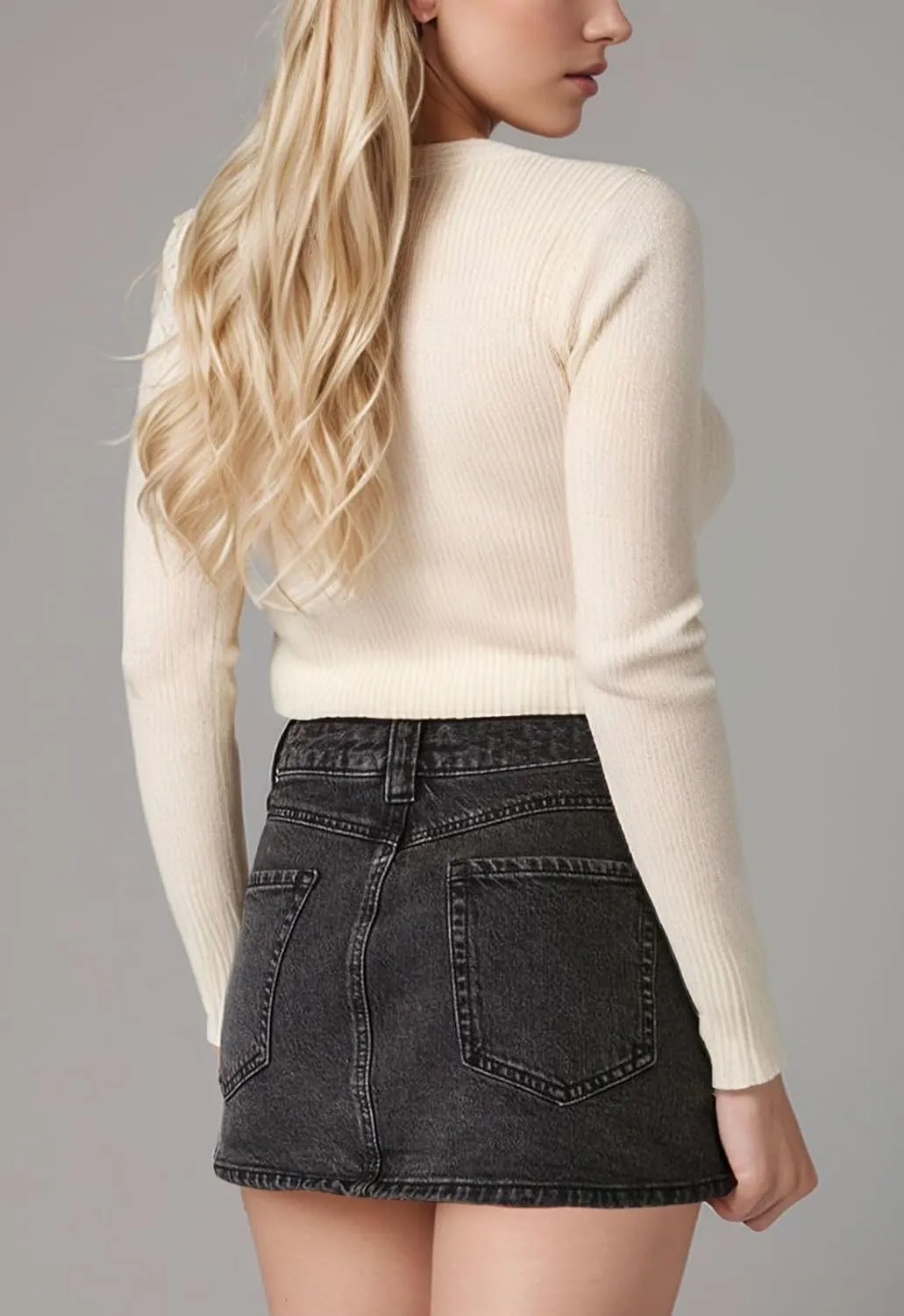 Denim Skort for Women with Shorts Stretchy Jean Skort Summer Casual High Waisted Denim Mini Skirt with Pockets