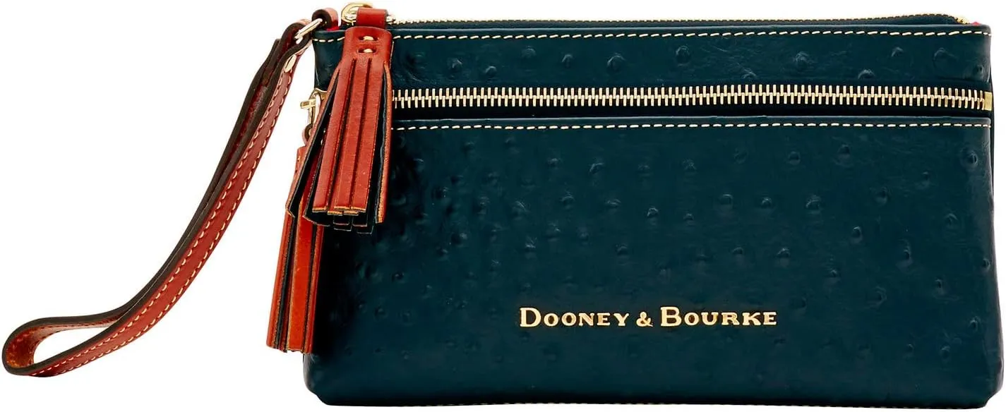 Dooney & Bourke Handbag, Ostrich Double Zip Wristlet - Black