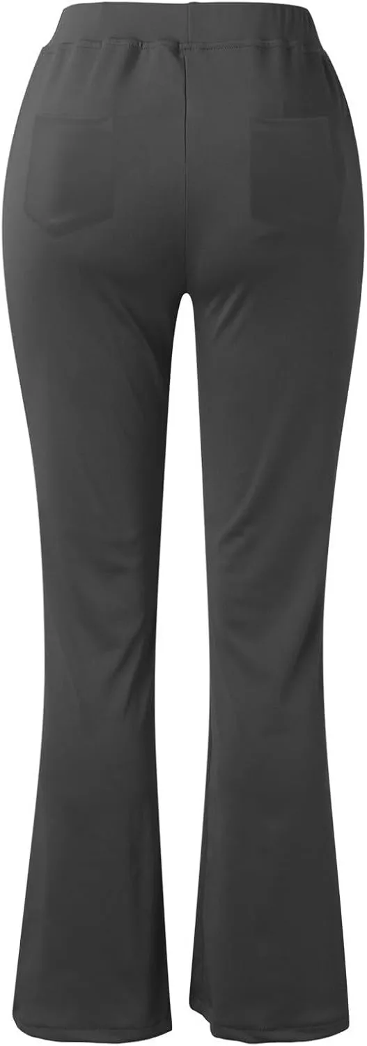 Dress Pants Women Business Casual Work Pants Solid High Waist Stretchy Trousers Bootcut Office Pull On Slacks with Pockets