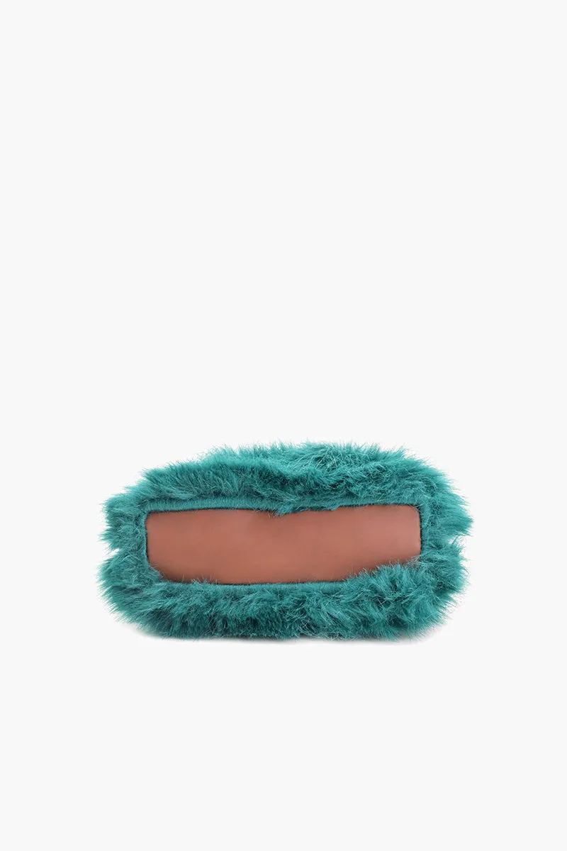 Emerald Envy Faux Fur Shoulder Bag