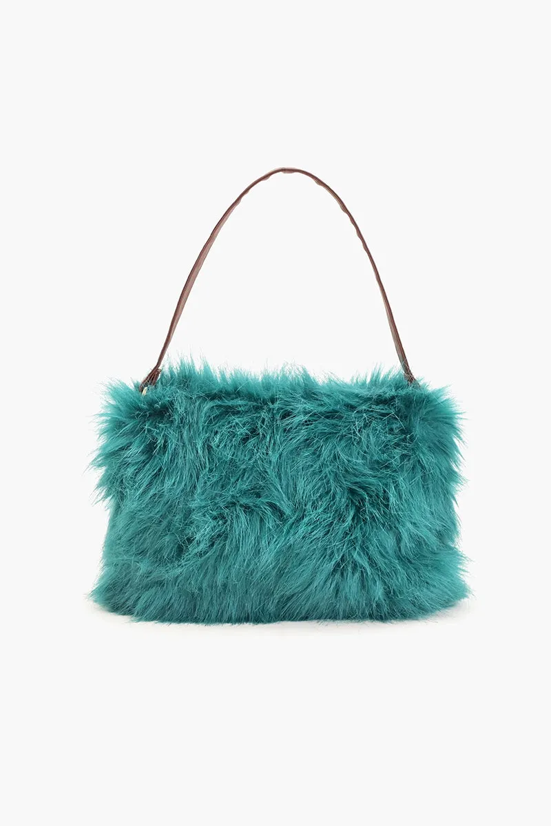 Emerald Envy Faux Fur Shoulder Bag