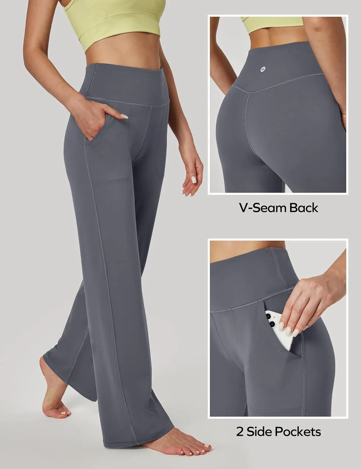 Ewedoos Wide Leg Yoga Pants for Women with Pockets Stretchy Work Dress Pants High Waisted Sweatpants Casual