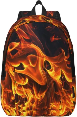 Flames Burning Fire Backpack with Adjustable Straps, Suitable for Travel Picnics Activities