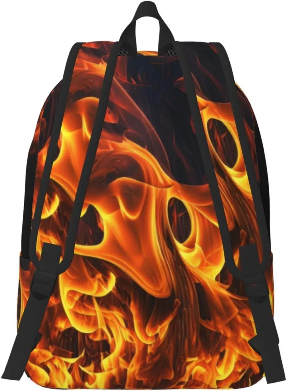 Flames Burning Fire Backpack with Adjustable Straps, Suitable for Travel Picnics Activities