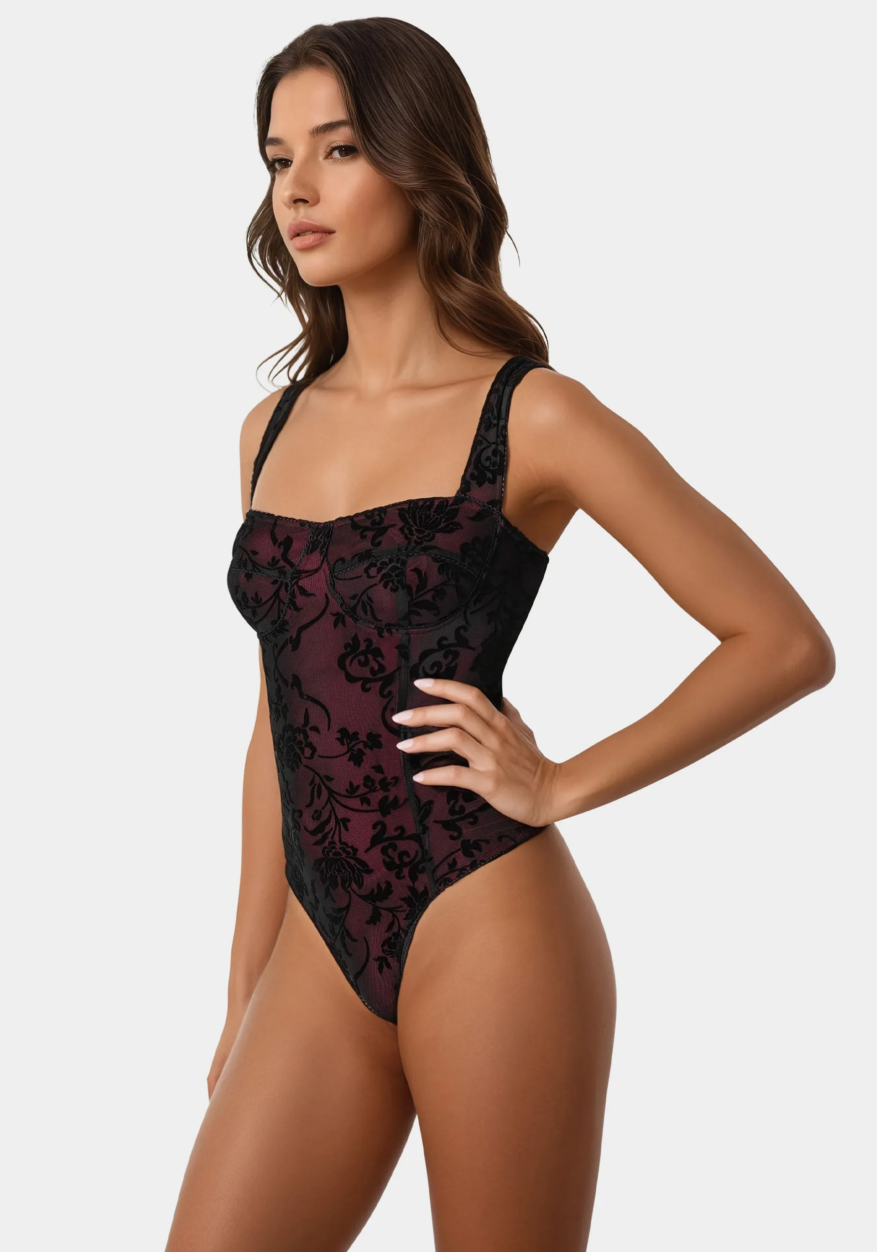 Flocked Mesh Bodysuit