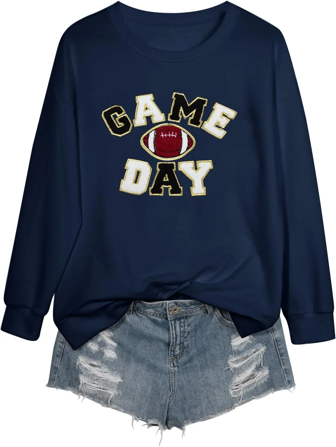FLOYU Women Sunday Funday Sweatshirt Cute Football Graphic Pullover Game Day Weekend Tops Casual Football Season Shirt
