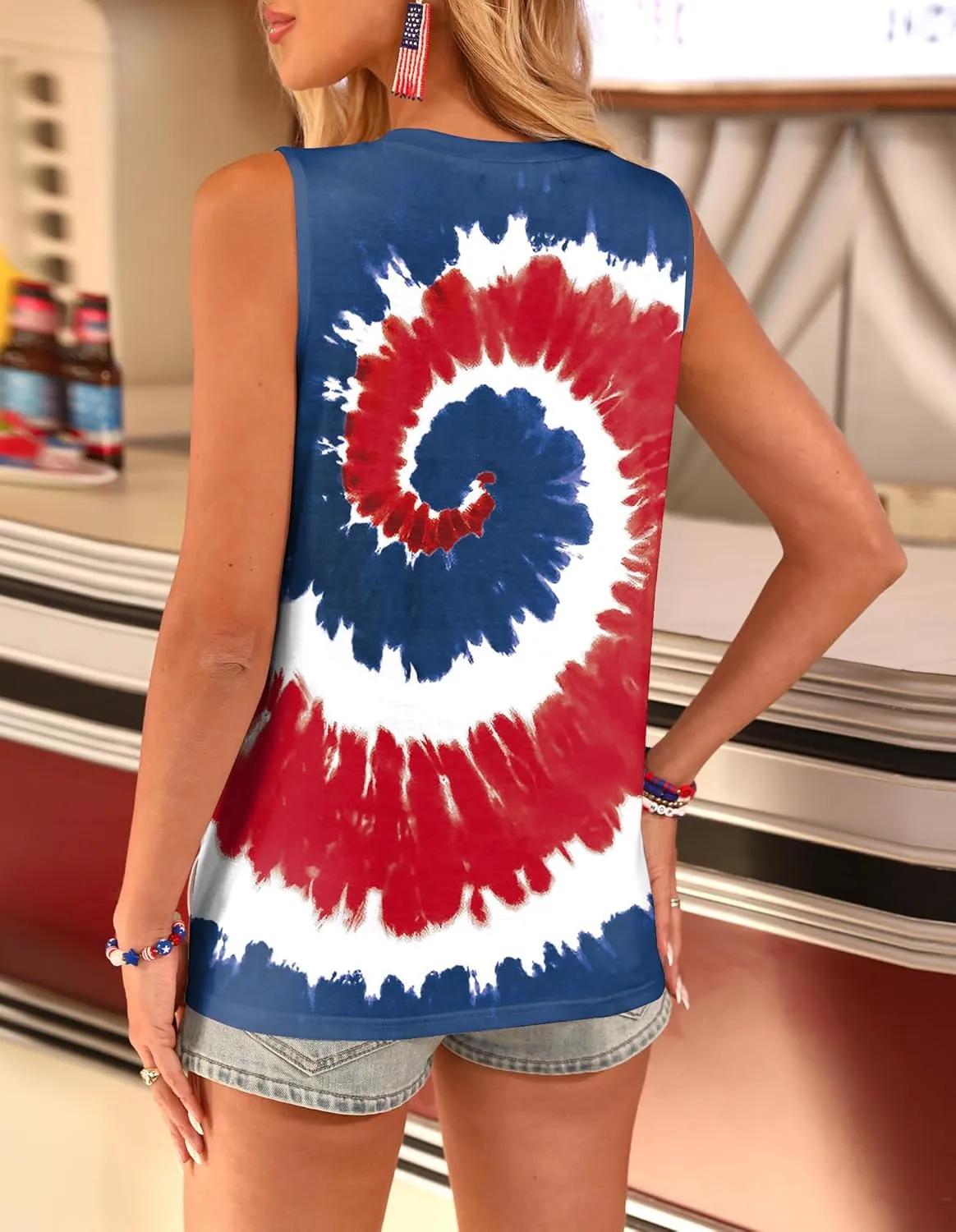 For G and PL 4th of July Women's American Flag Patriotic Summer Tank Top