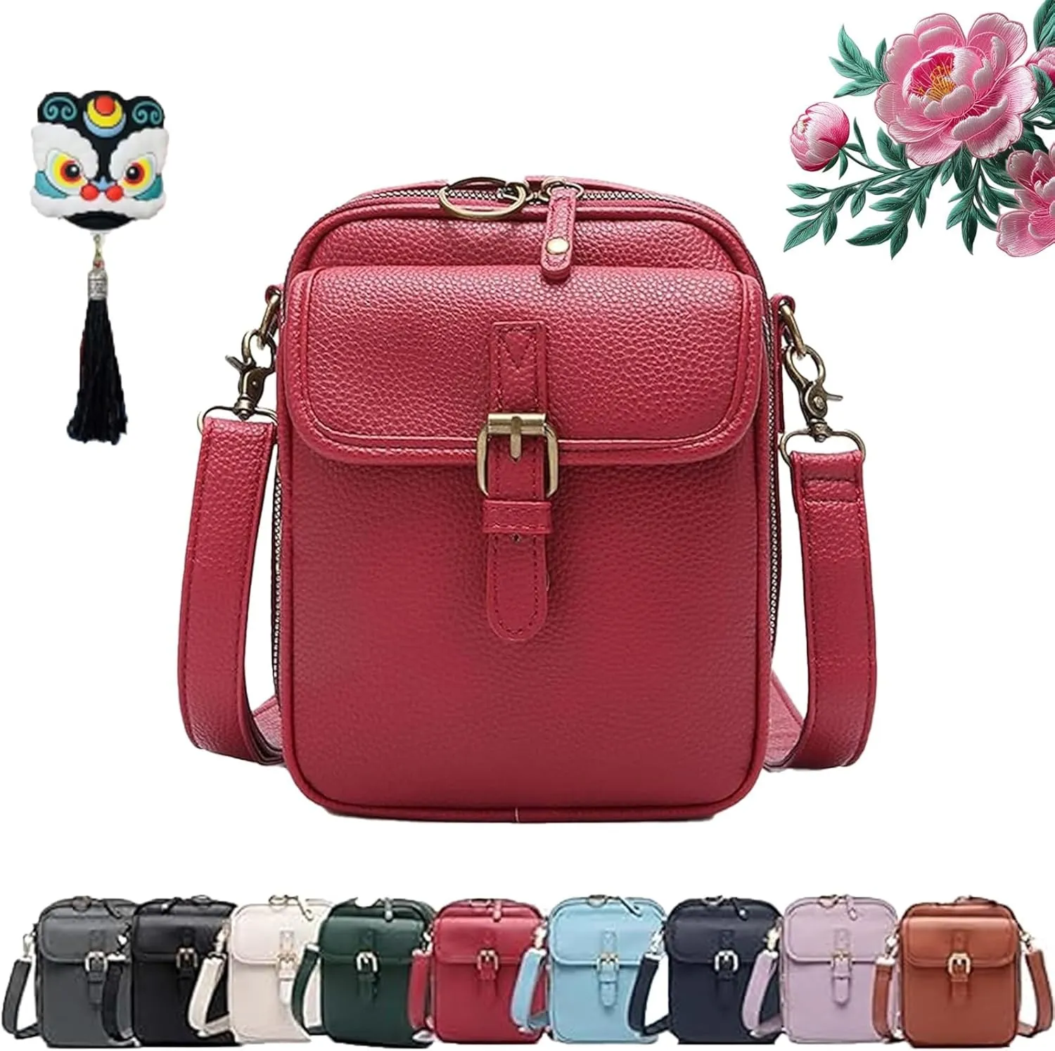 Forcipower Crossbody Bag, Collaboraten Crossbody Leather Bag, Urvashi Crossbody Bags with 10 Card Slots